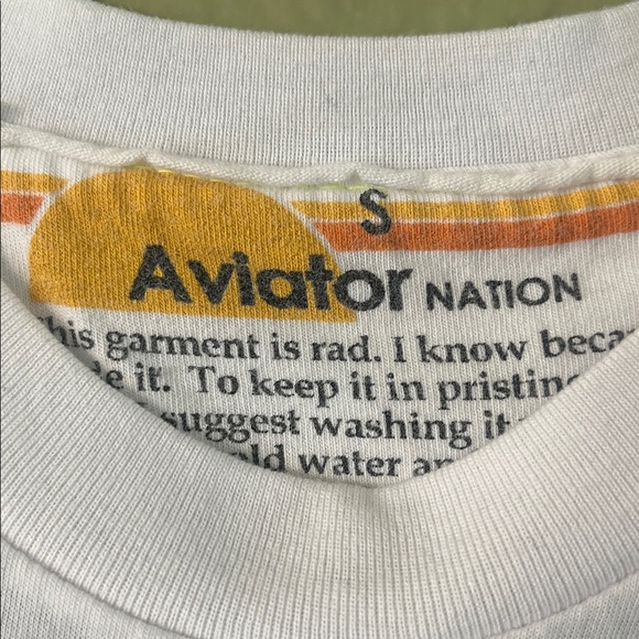 Aviator Nation Logo Boyfriend Tee White Size Small - Picture 3 of 3
